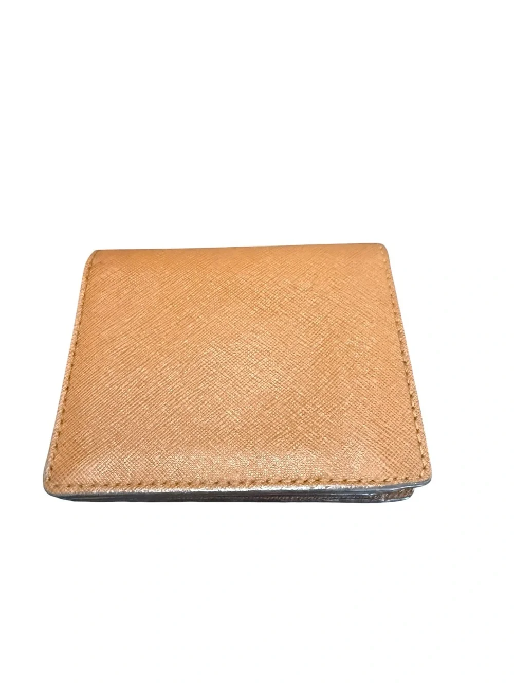 Michael Kors Brown/Tan Saffiano Leather Card Case with Gold Logo